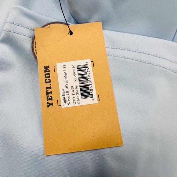 YETI Men’s Blue Wave Logo Badge Hoodie Long-Sleeve Sunshirt XL NWT - Picture 4 of 5